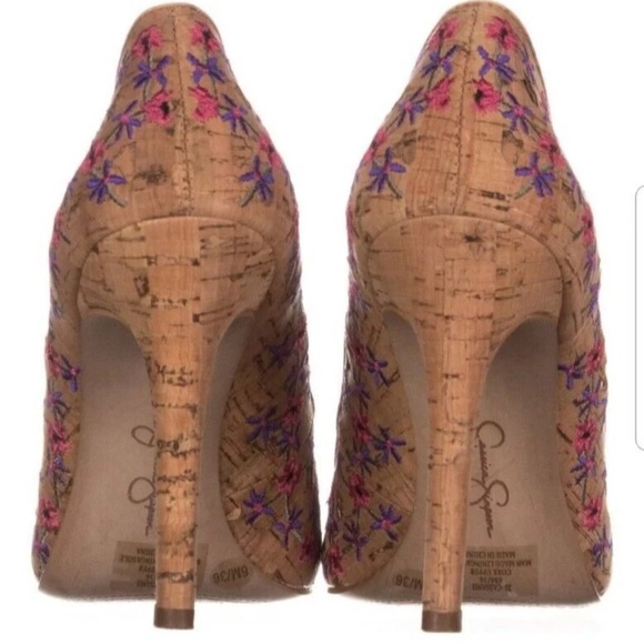 Jessica Simpson Tan and Purple Embroidered Heels - Picture 6 of 12